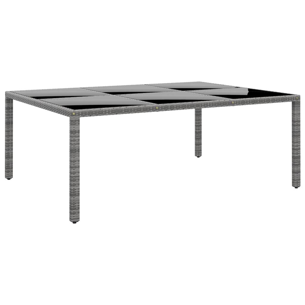 VXL8720286089644_a_en_hd_1.jpg vidaXL Záhradný stôl 200x150x75 cm tvrdené sklo a polyratan sivý – Obrázok 1