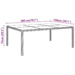 vidaXL Záhradný stôl 200x150x75 cm tvrdené sklo a polyratan sivý – Obrázok 5