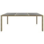 vidaXL Záhradný stôl 200x150x75 cm tvrdené sklo a polyratan béžový – Obrázok 2