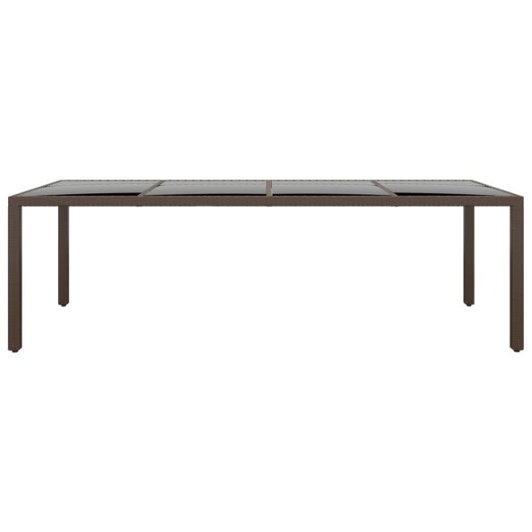 vidaXL Záhradný stôl so sklenenou doskou hnedý polyratan – Obrázok 2