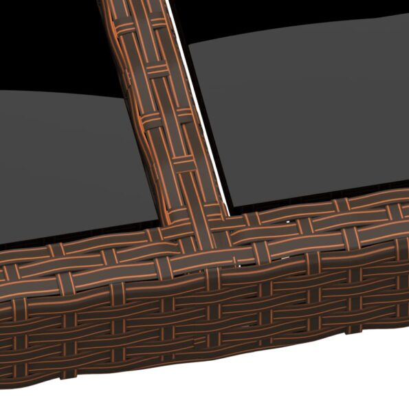 vidaXL Záhradný stôl so sklenenou doskou hnedý polyratan – Obrázok 4