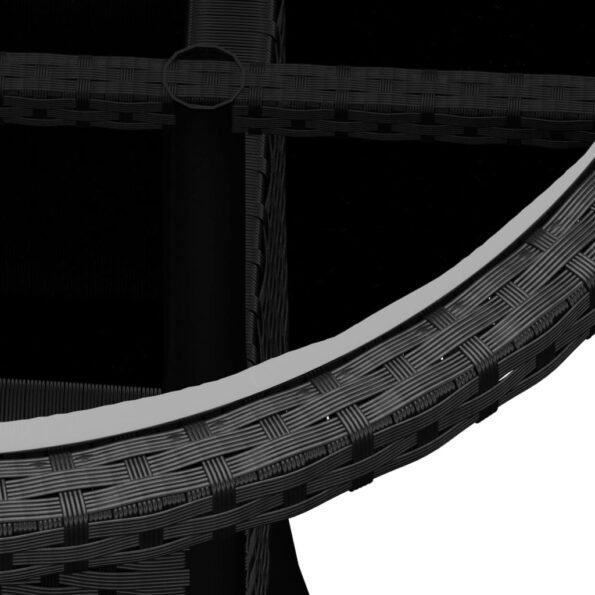 vidaXL Záhradný stôl Ø60x75 cm tvrdené sklo a polyratan čierny – Obrázok 4