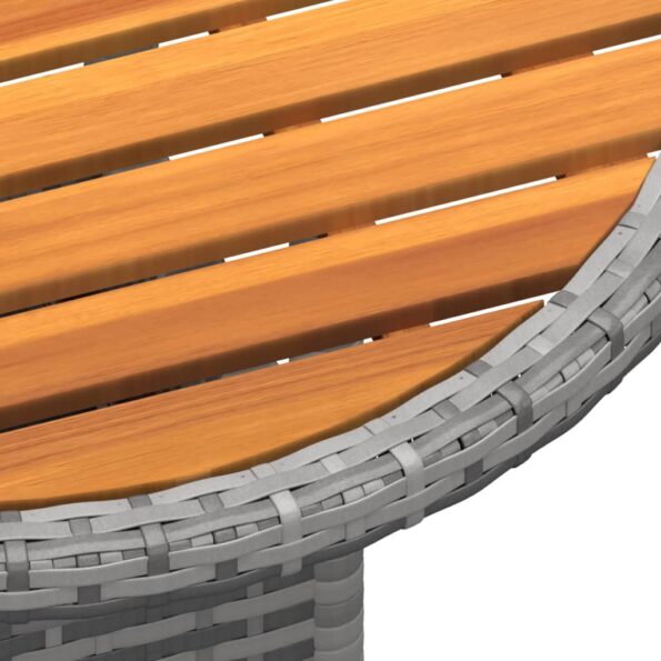 vidaXL Záhradný stôl Ø60x75 cm akáciové drevo a polyratan sivý – Obrázok 4