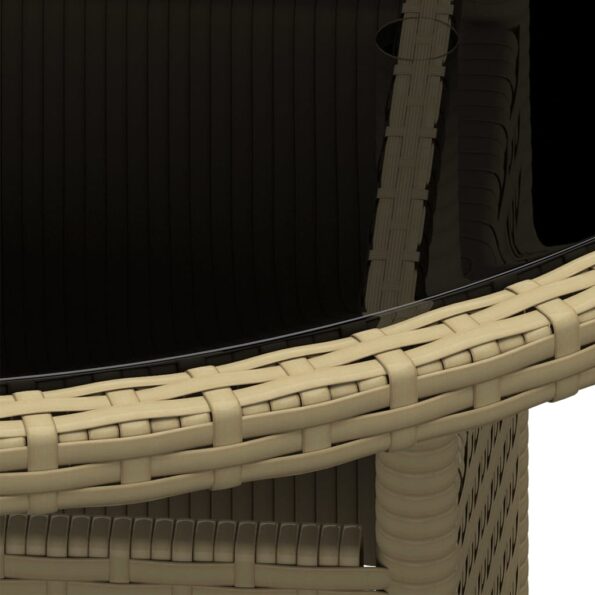 VXL8720286089842_g_en_hd_2.jpg vidaXL Záhradný stôl Ø80x75 cm tvrdené sklo a polyratan béžový – Obrázok 3