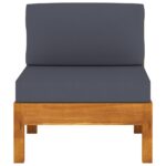 vidaXL Stredová pohovka s tmavosivými vankúšmi akáciový masív – Obrázok 2