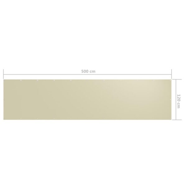 vidaXL Balkónová markíza, krémová 120x500 cm, oxfordská látka – Obrázok 5