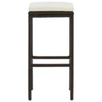 vidaXL Barové stoličky s vankúšmi 6 ks hnedé polyratan – Obrázok 4