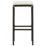 vidaXL Barové stoličky s vankúšmi 6 ks hnedé polyratan – Obrázok 5