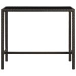 vidaXL Záhradný barový stôl hnedý 130x60x110 cm polyratan a sklo – Obrázok 2