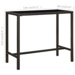 vidaXL Záhradný barový stôl hnedý 130x60x110 cm polyratan a sklo – Obrázok 6
