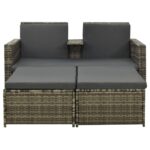 vidaXL 3-dielna záhradná sedacia súprava s podložkami sivá polyratanová – Obrázok 2