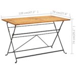 vidaXL Skladací záhradný stôl 120x70x74 cm, akáciový masív – Obrázok 6