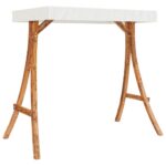 vidaXL Rám hojdačky+krémová strieška, ohýbaný masív, tíkový povrch – Obrázok 2