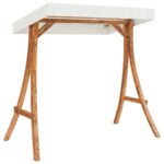 vidaXL Rám hojdačky+krémová strieška, ohýbaný masív, tíkový povrch – Obrázok 3