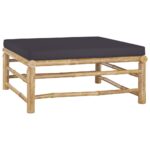 vidaXL 3-dielna záhradná sedacia súprava s tmavosivými podložkami bambus – Obrázok 5