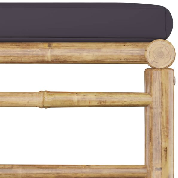 vidaXL 3-dielna záhradná sedacia súprava s tmavosivými podložkami bambus – Obrázok 6