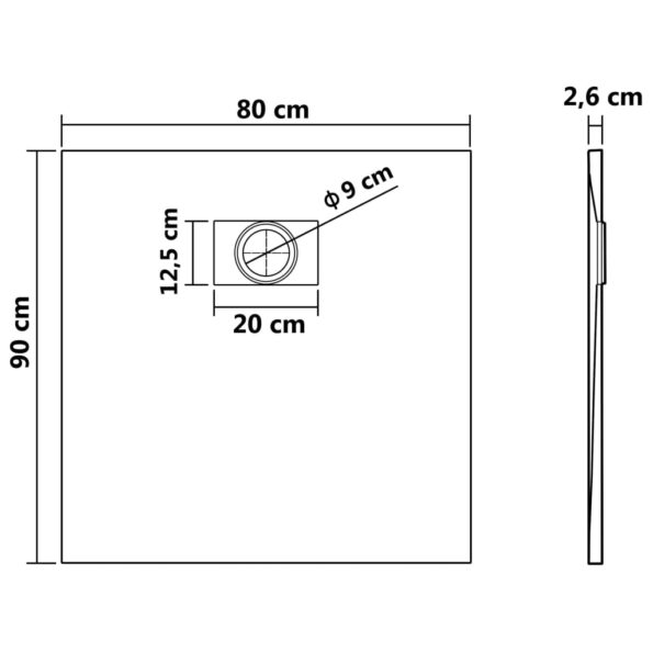 vidaXL Sprchová vanička SMC hnedá 90x80 cm – Obrázok 8