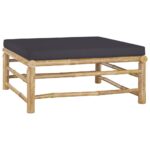 vidaXL 6-dielna záhradná sedacia súprava, tmavosivé podložky, bambus – Obrázok 7