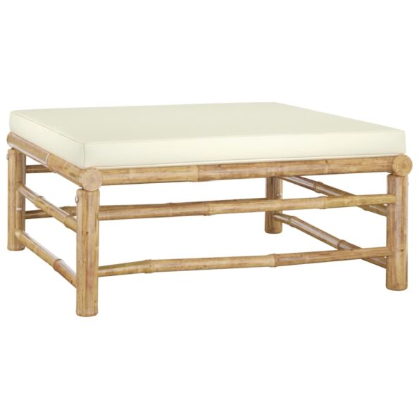 vidaXL 8-dielna záhradná sedacia súprava, krémové podložky, bambus – Obrázok 7