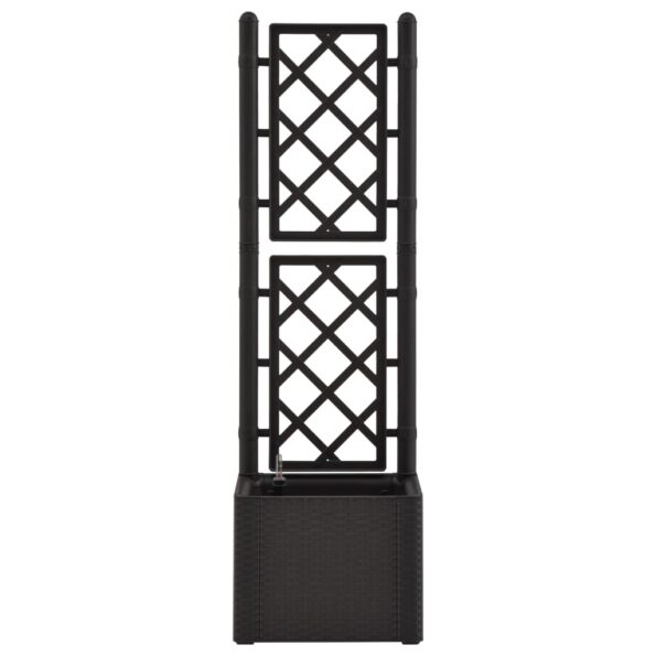 vidaXL Samozavlažovací vyvýšený záhradný záhon s mriežkou antracitový – Obrázok 4