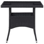 vidaXL 3-dielna záhradná jedálenská súprava čierna polyratan a sklo – Obrázok 3