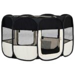 vidaXL Skladacia ohrádka pre psa s prenosnou taškou čierna 145x145x61 cm – Obrázok 5