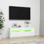 vidaXL TV skrinka s LED svetlami biela 100x35x40 cm – Obrázok 4