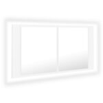 vidaXL LED kúpeľňová zrkadlová skrinka biela 90x12x45 cm akryl – Obrázok 2