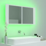 vidaXL LED kúpeľňová zrkadlová skrinka biela 90x12x45 cm akryl – Obrázok 4