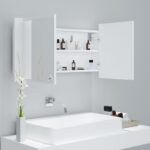 vidaXL LED kúpeľňová zrkadlová skrinka biela 90x12x45 cm akryl – Obrázok 6