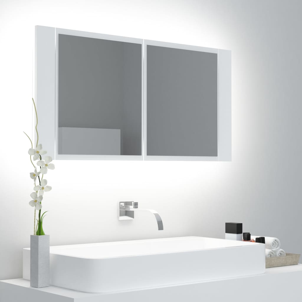 VXL8720286221570_m_en_hd_1.jpg vidaXL LED kúpeľňová zrkadlová skrinka biela 90x12x45 cm akryl – Obrázok 1