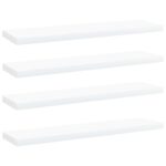 vidaXL Prídavné police 4 ks, biele 40x10x1,5 cm, drevotrieska