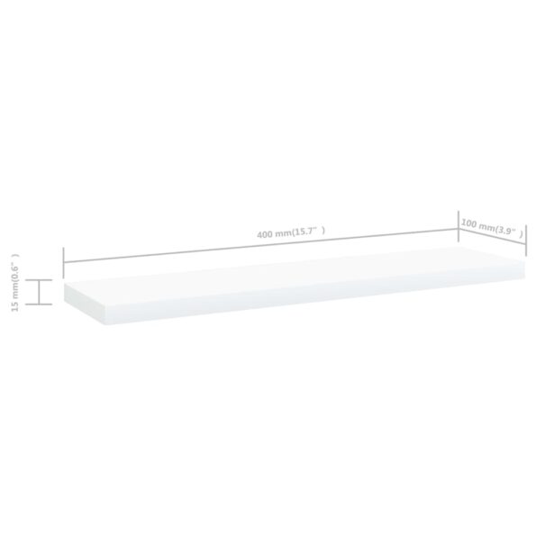 vidaXL Prídavné police 4 ks, biele 40x10x1,5 cm, drevotrieska – Obrázok 5