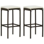 vidaXL 3-dielna záhradná barová súprava s vankúšmi hnedá – Obrázok 3