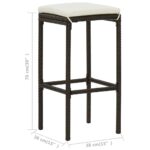 vidaXL 3-dielna záhradná barová súprava s vankúšmi hnedá – Obrázok 9