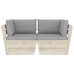 vidaXL 2-miestna záhradná pohovka z paliet+podložky, smrekové drevo – Obrázok 3