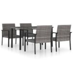 vidaXL 5-dielna záhradná jedálenská súprava polyratan šedá – Obrázok 2