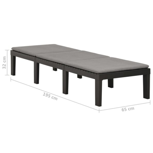 vidaXL Záhradné ležadlo s podložkou plastové antracitové – Obrázok 9