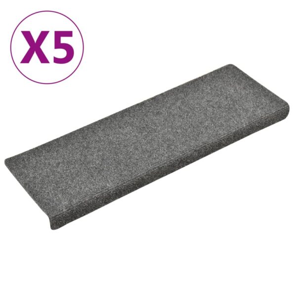 vidaXL Nášľapy na schody 5 ks bledosivé 65x21x4 cm vpichovaná textília – Obrázok 2