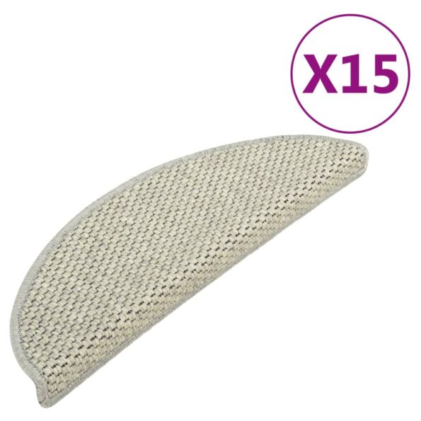 vidaXL Samolepiace nášľapy na schody vzhľad sisal 15 ks 65x21x4cm sivé – Obrázok 2