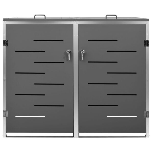 vidaXL Ohrada na 2 odpadkové koše 138x77,5x115,5 cm nehrdzavejúca oceľ – Obrázok 6