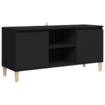 vidaXL TV stolík nohy z masívneho dreva čierny 103,5x35x50cm – Obrázok 2