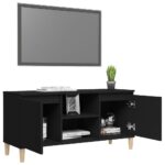 vidaXL TV stolík nohy z masívneho dreva čierny 103,5x35x50cm – Obrázok 4