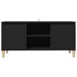 vidaXL TV stolík nohy z masívneho dreva čierny 103,5x35x50cm – Obrázok 5