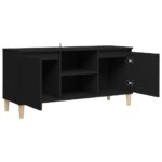 vidaXL TV stolík nohy z masívneho dreva čierny 103,5x35x50cm – Obrázok 7