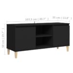 vidaXL TV stolík nohy z masívneho dreva čierny 103,5x35x50cm – Obrázok 8