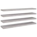 vidaXL Plávajúce nástenné police 4 ks betónovosivé 120x23,5x3,8 cm MDF – Obrázok 2