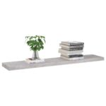 vidaXL Plávajúce nástenné police 4 ks betónovosivé 120x23,5x3,8 cm MDF – Obrázok 3