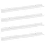 vidaXL Nástenné police 4 ks, lesklé biele 80x9x3 cm – Obrázok 2