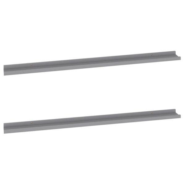 vidaXL Nástenné police 2 ks, sivé 115x9x3 cm – Obrázok 2